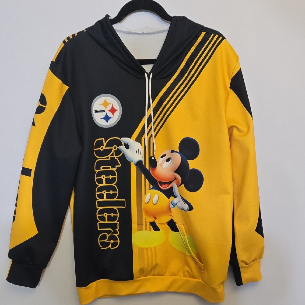Mickey Mouse Pittsburgh Steelers Hoodie – Black/Yellow – Men’s Medium